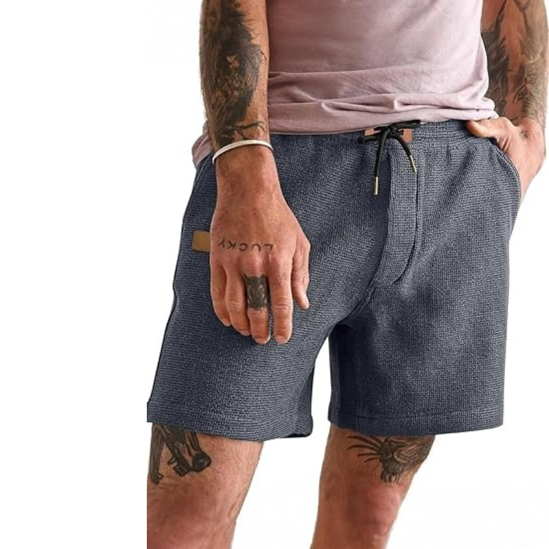 Lightweight Waffle Shorts With Drawstring And Pockets-Waves And Trunks