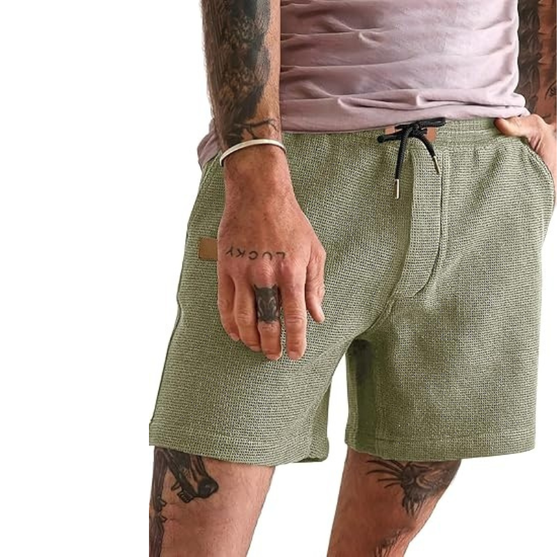 Lightweight Waffle Shorts With Drawstring And Pockets-Waves And Trunks