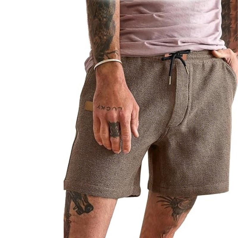 Lightweight Waffle Shorts With Drawstring And Pockets-Waves And Trunks