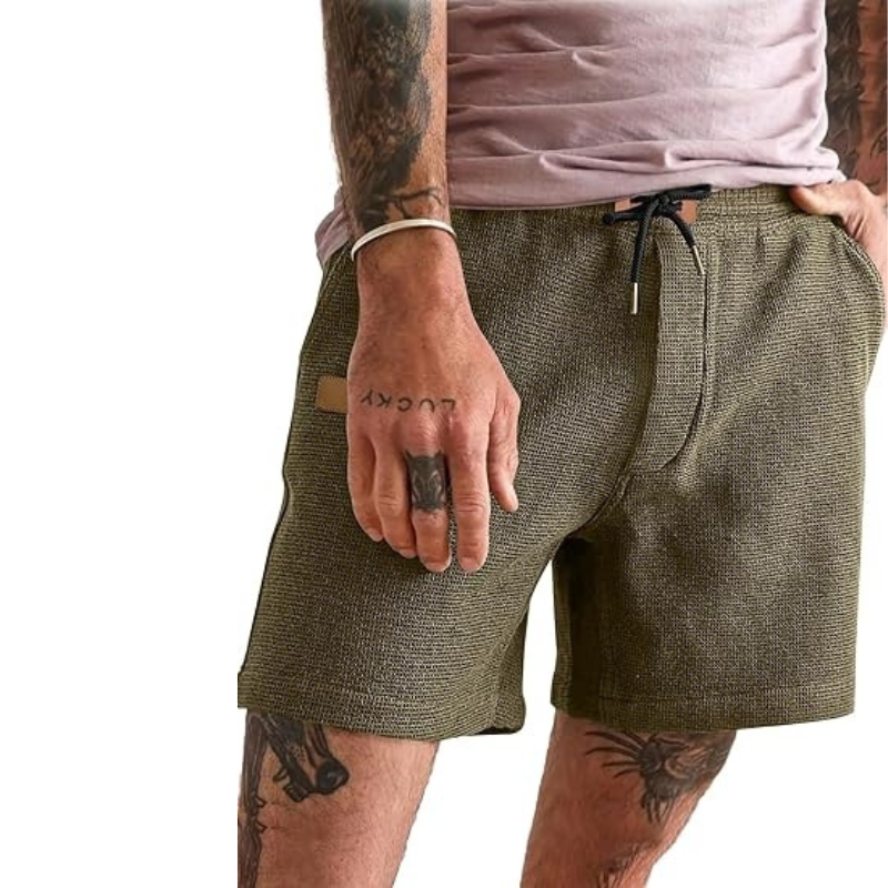 Lightweight Waffle Shorts With Drawstring And Pockets-Waves And Trunks