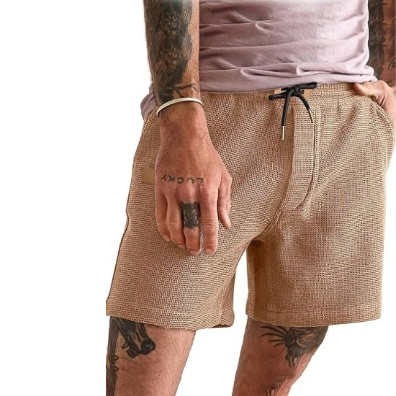 Lightweight Waffle Shorts With Drawstring And Pockets-Waves And Trunks