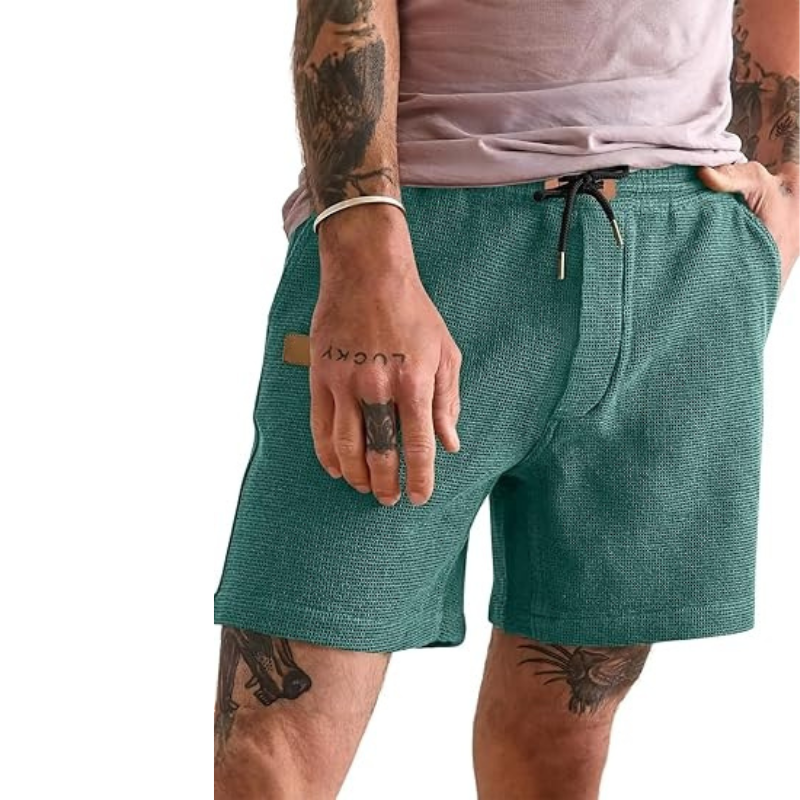 Lightweight Waffle Shorts With Drawstring And Pockets-Waves And Trunks