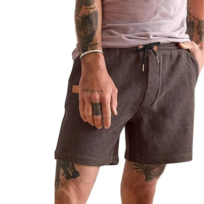 Lightweight Waffle Shorts With Drawstring And Pockets-Waves And Trunks