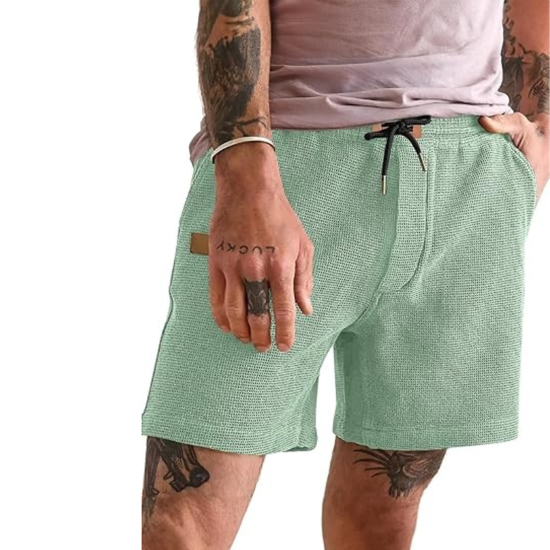 Lightweight Waffle Shorts With Drawstring And Pockets-Waves And Trunks