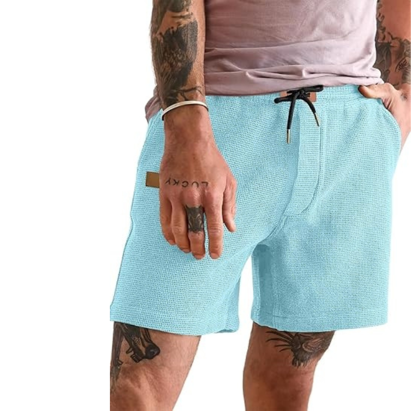 Lightweight Waffle Shorts With Drawstring And Pockets-Waves And Trunks