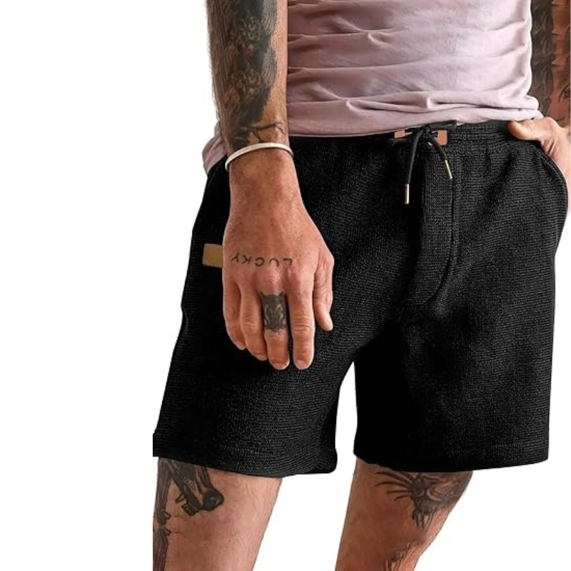 Lightweight Waffle Shorts With Drawstring And Pockets-Waves And Trunks
