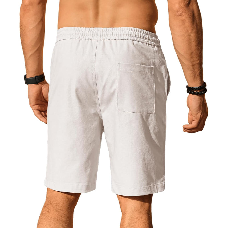 Linen Blend Elastic Shorts-Waves And Trunks