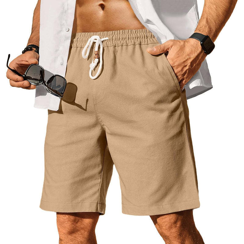 Linen Blend Elastic Shorts-Waves And Trunks