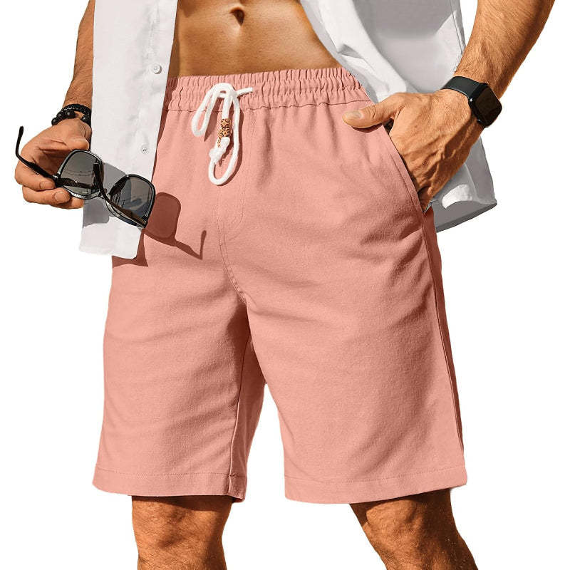 Linen Blend Elastic Shorts-Waves And Trunks