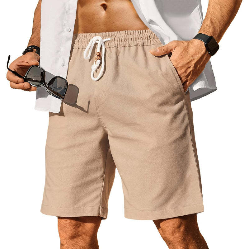 Linen Blend Elastic Shorts-Waves And Trunks