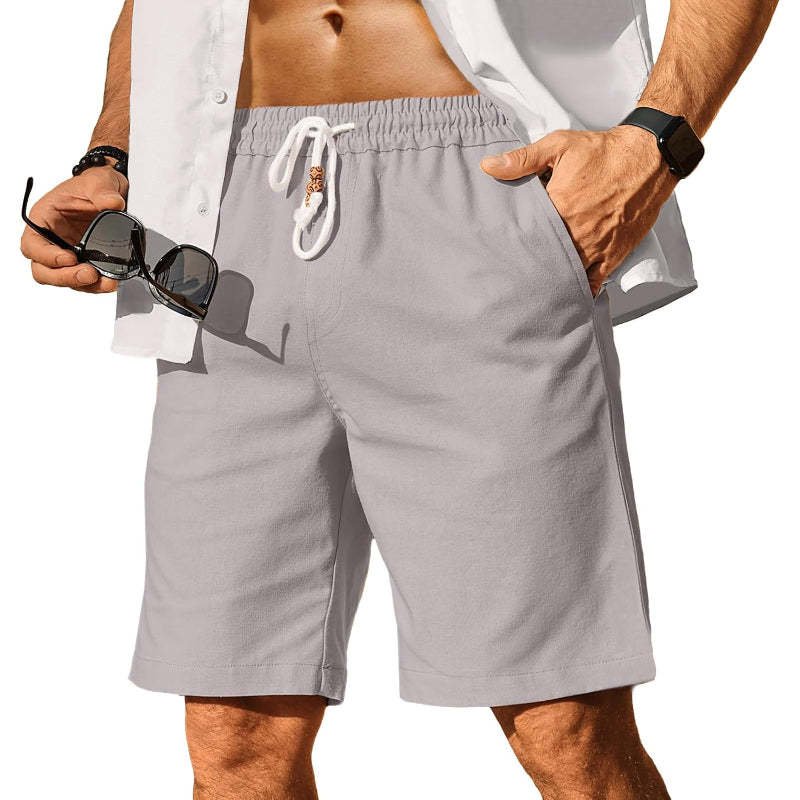 Linen Blend Elastic Shorts-Waves And Trunks