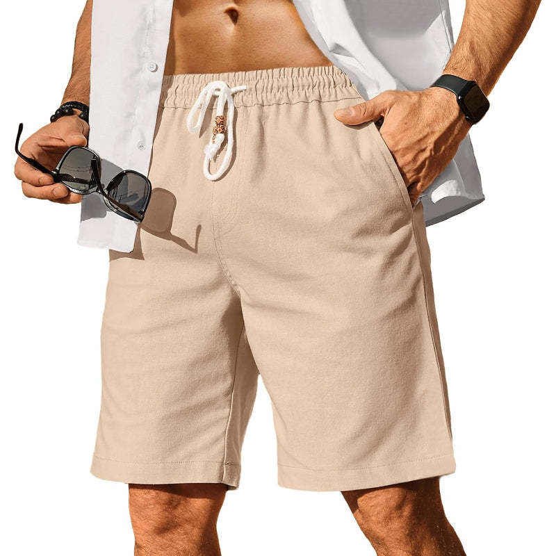 Linen Blend Elastic Shorts-Waves And Trunks