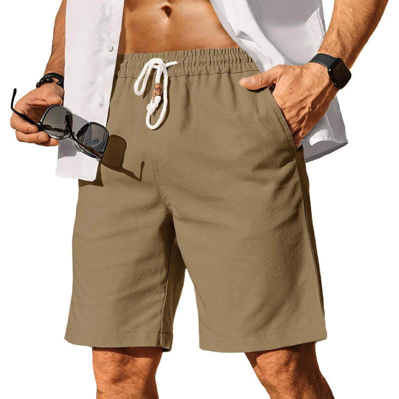 Linen Blend Elastic Shorts-Waves And Trunks