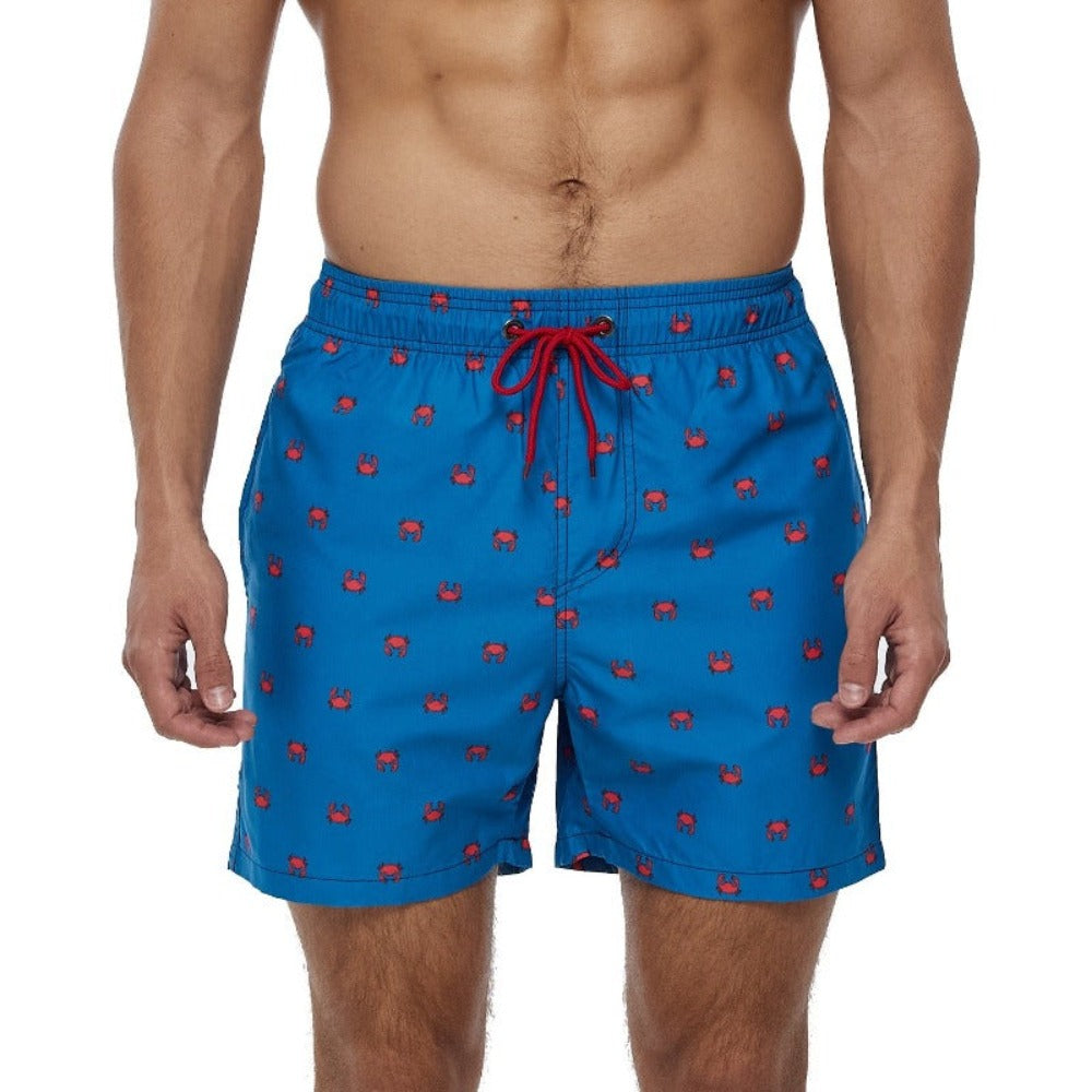 Little Crab Print Plus Size Drawstring Shorts-Waves And Trunks