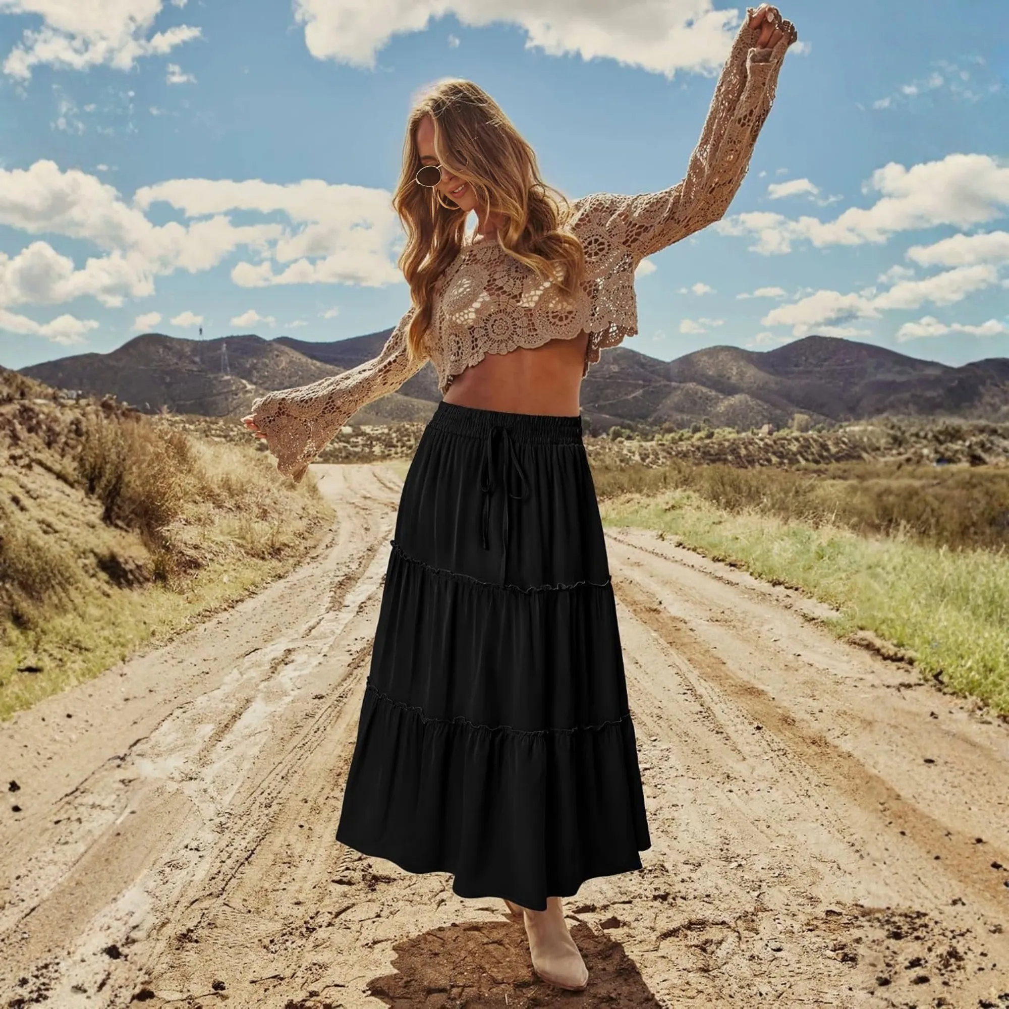 Long Festival Skirt With Pockets For Women