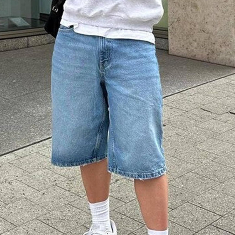 Loose Denim Shorts – Wide Fit with Functional Pockets-Waves And Trunks