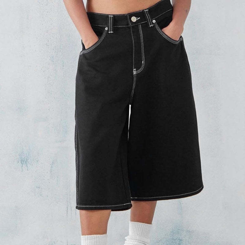 Loose Denim Shorts – Wide Fit with Functional Pockets-Waves And Trunks