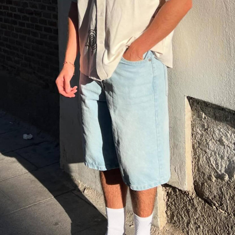 Loose Denim Shorts – Wide Fit with Functional Pockets-Waves And Trunks