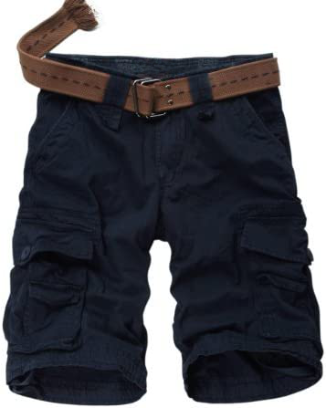 Loose Cargo Shorts With Drawstring Waist-Waves And Trunks