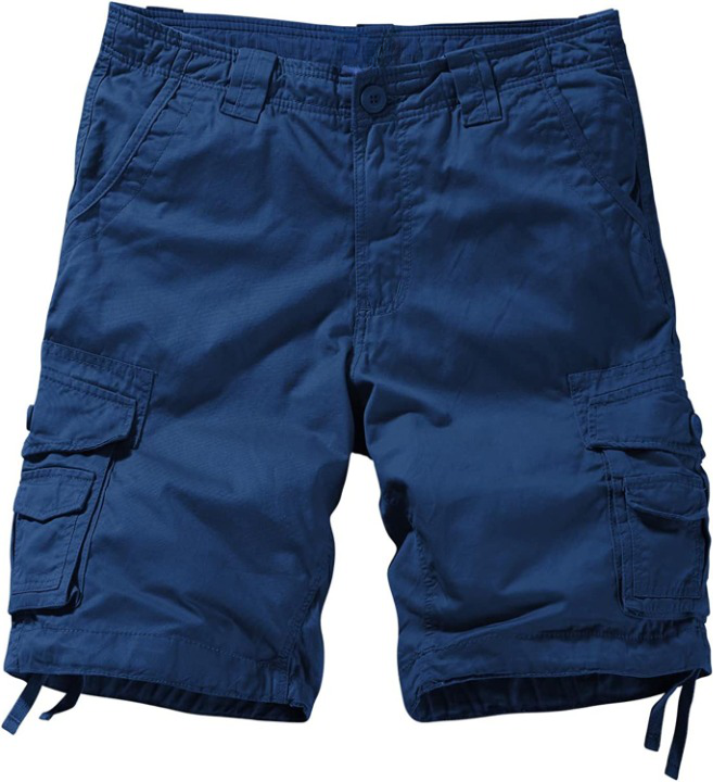Loose Cargo Shorts With Drawstring Waist-Waves And Trunks