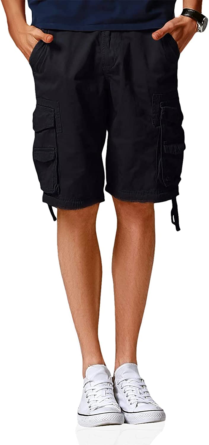 Loose Cargo Shorts With Drawstring Waist-Waves And Trunks