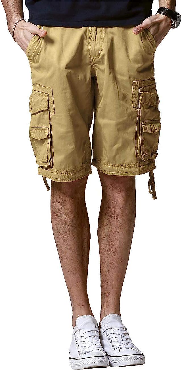 Loose Cargo Shorts With Drawstring Waist-Waves And Trunks