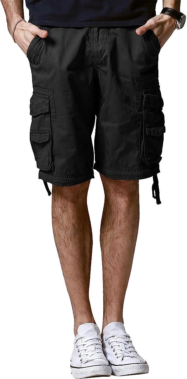 Loose Cargo Shorts With Drawstring Waist-Waves And Trunks