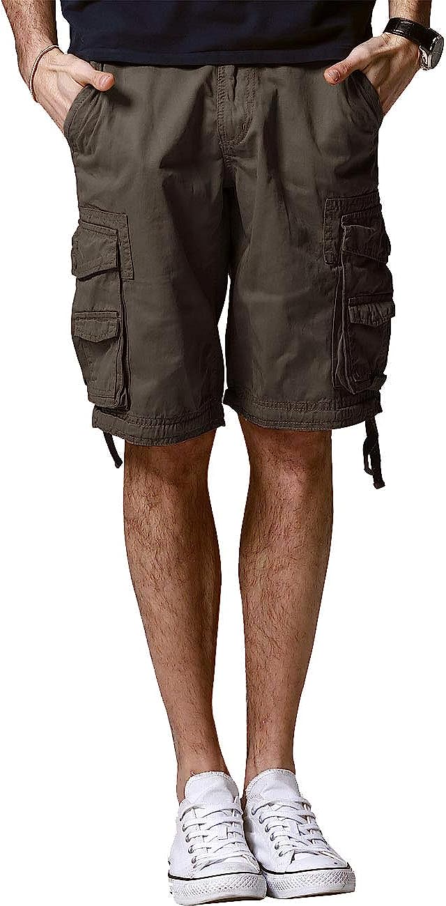 Loose Cargo Shorts With Drawstring Waist-Waves And Trunks