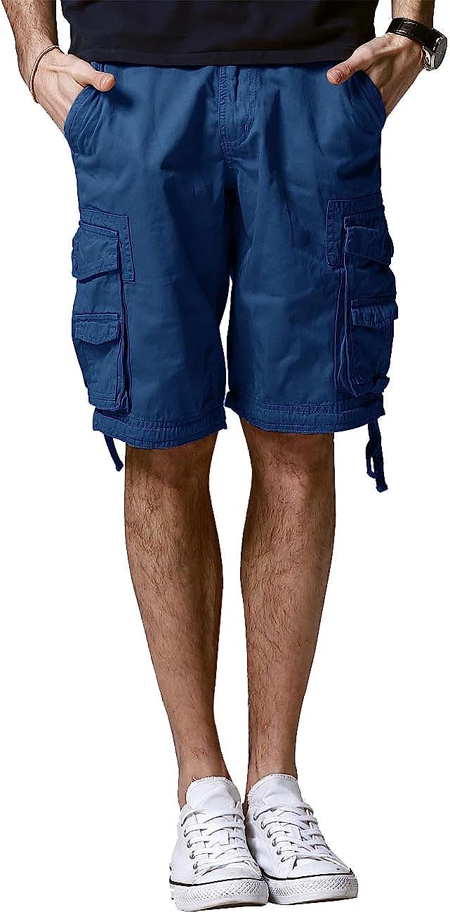 Loose Cargo Shorts With Drawstring Waist-Waves And Trunks