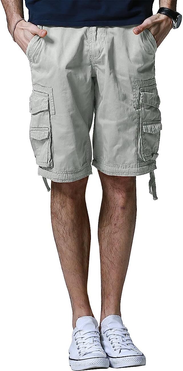 Loose Cargo Shorts With Drawstring Waist-Waves And Trunks