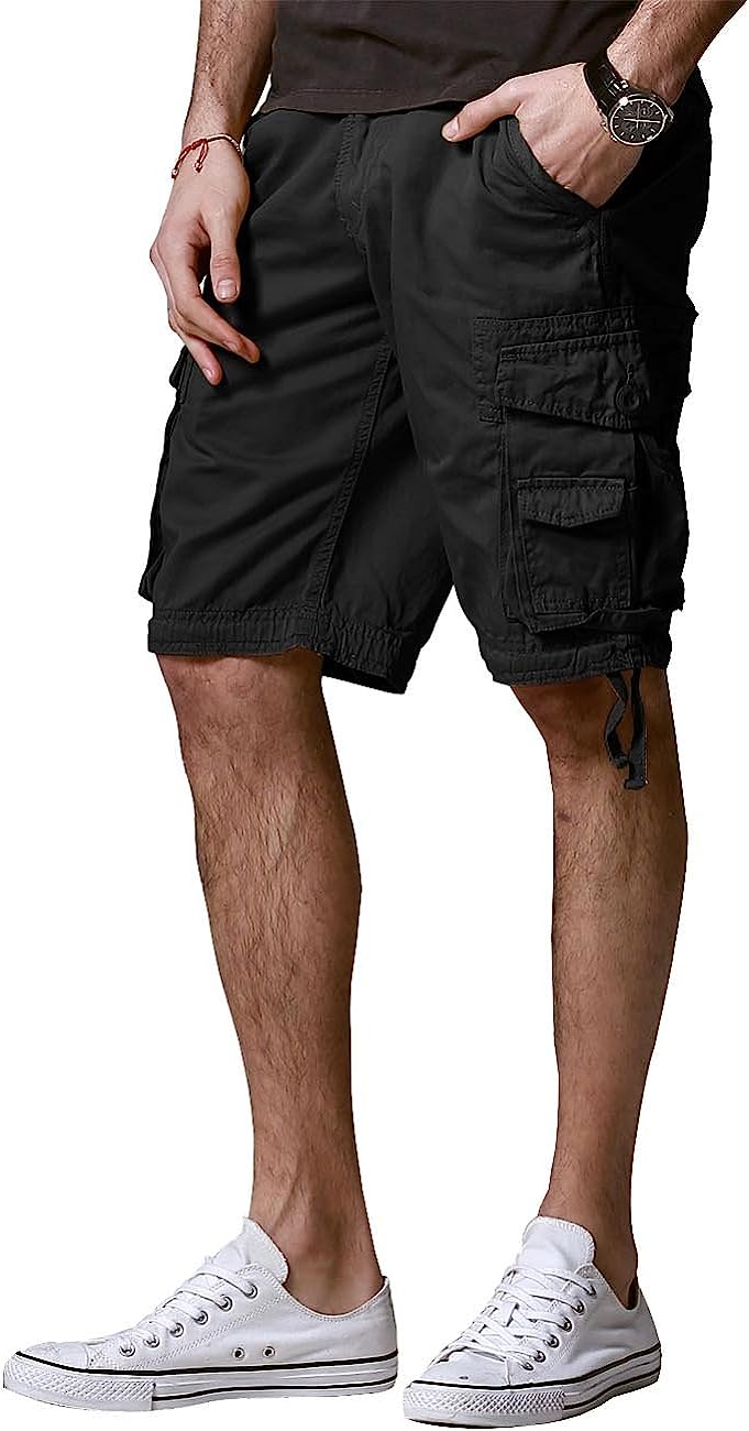 Loose Cargo Shorts With Drawstring Waist-Waves And Trunks