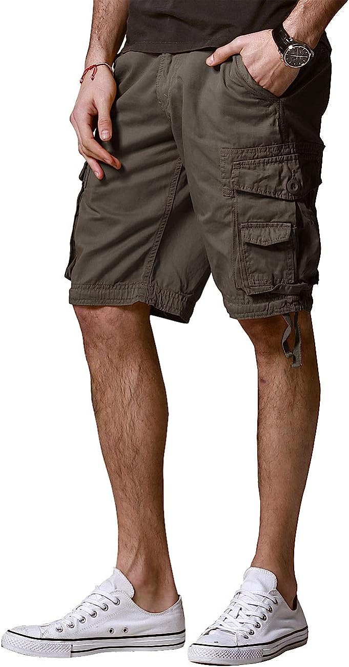 Loose Cargo Shorts With Drawstring Waist-Waves And Trunks