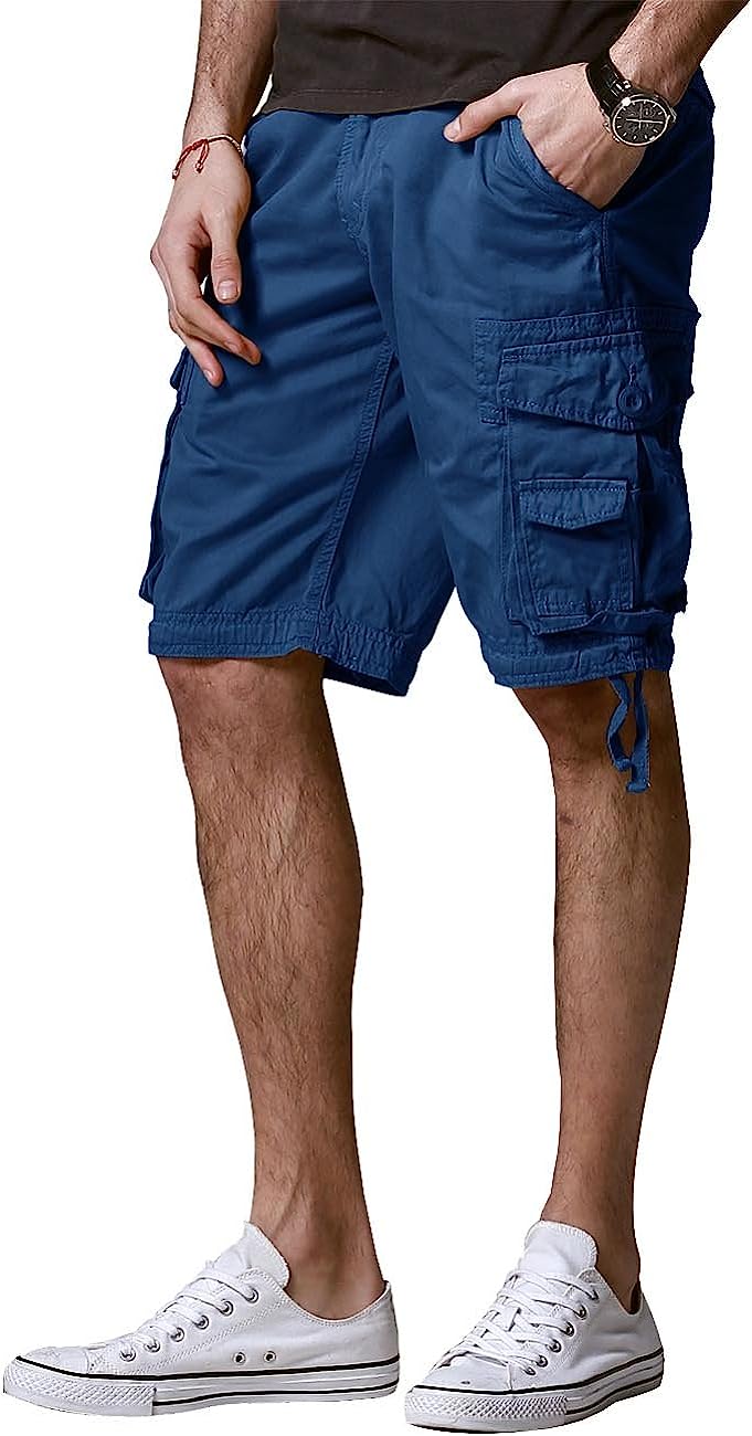Loose Cargo Shorts With Drawstring Waist-Waves And Trunks