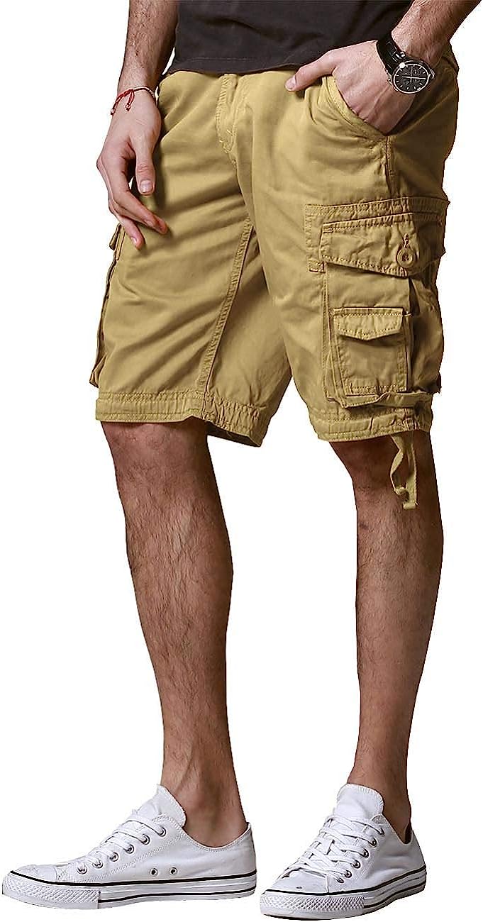 Loose Cargo Shorts With Drawstring Waist-Waves And Trunks
