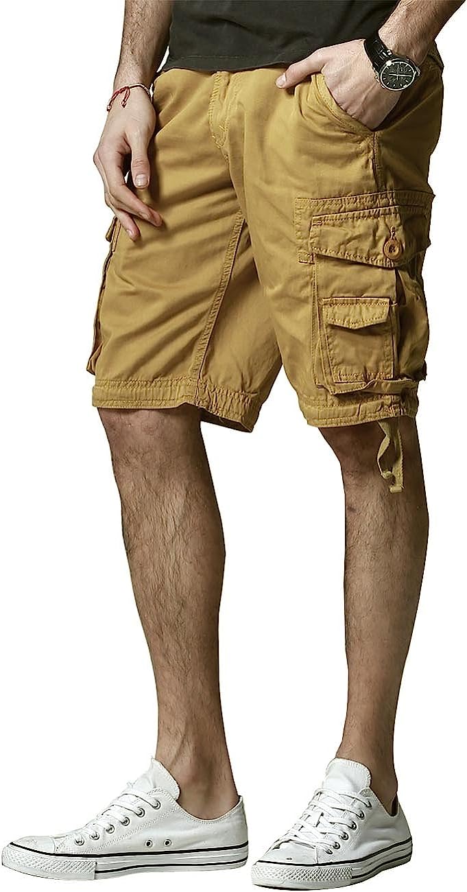 Loose Cargo Shorts With Drawstring Waist-Waves And Trunks