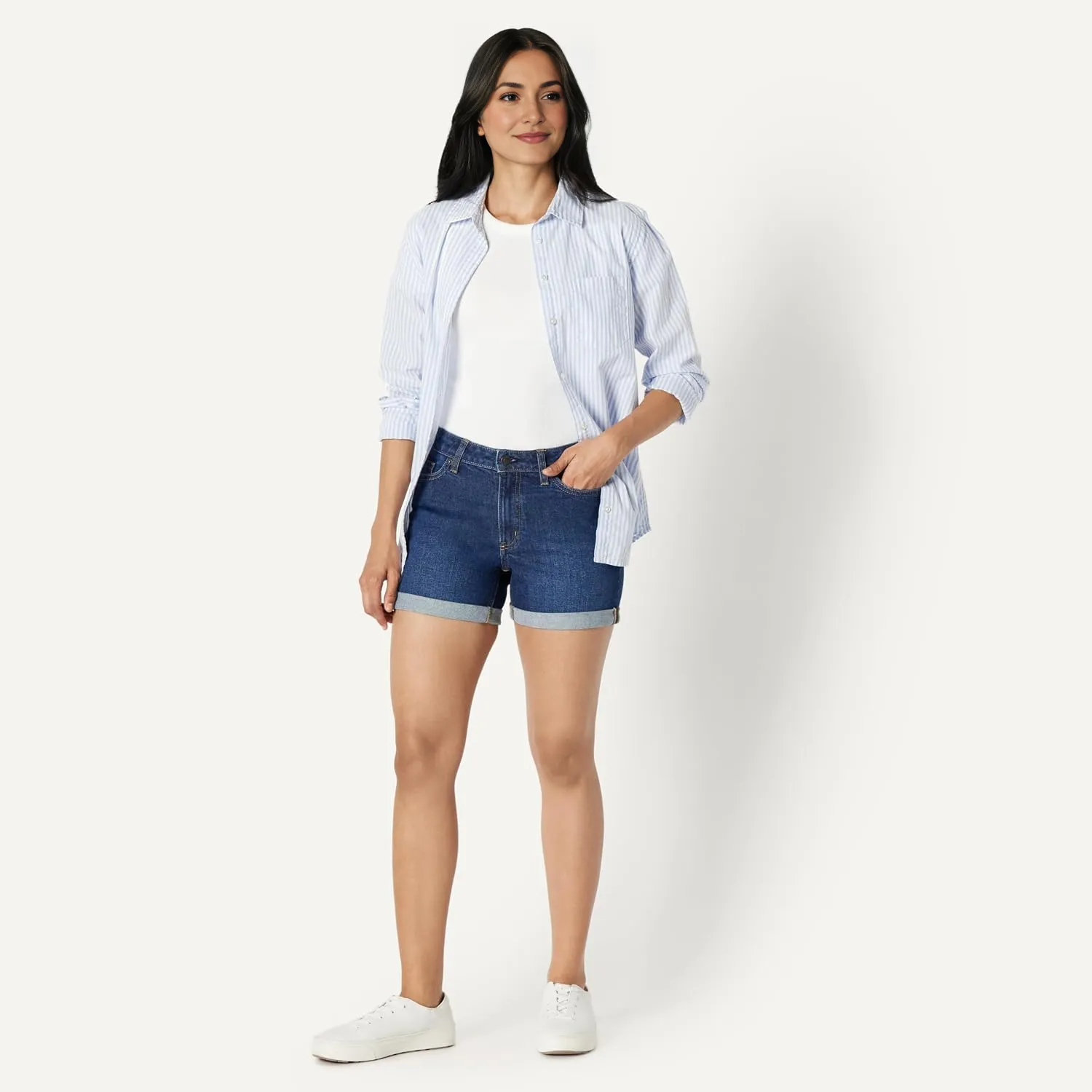 Mid Rise Denim Shorts For Women
