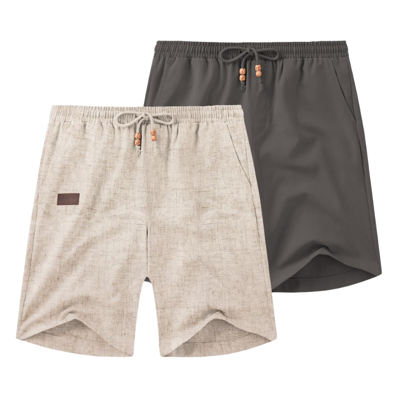 2 Pack Casual Linen Vacation Shorts – Your Perfect Summer Essential-Waves And Trunks