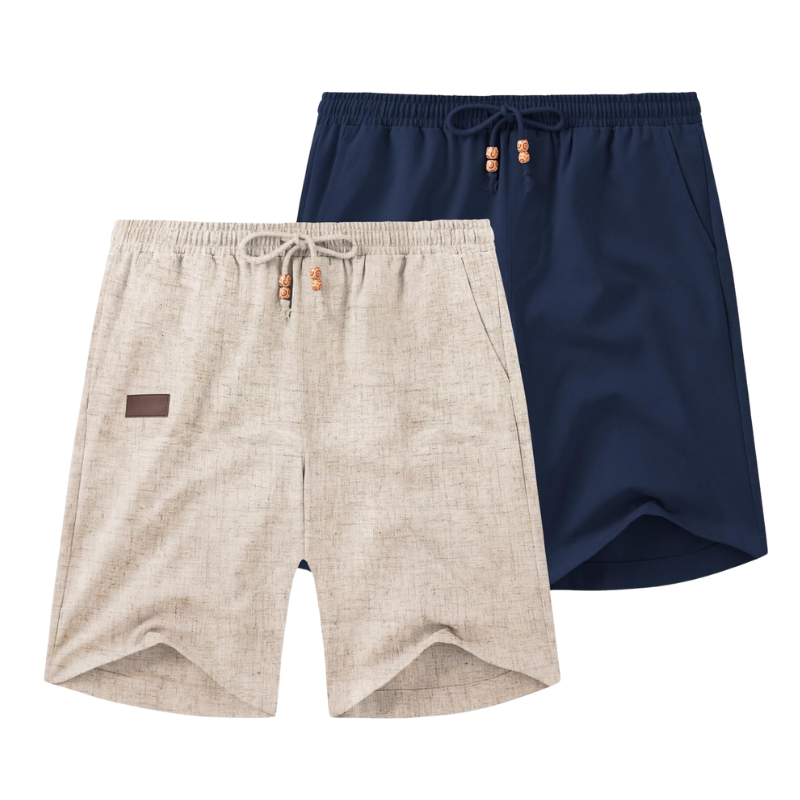 2 Pack Casual Linen Vacation Shorts – Your Perfect Summer Essential-Waves And Trunks