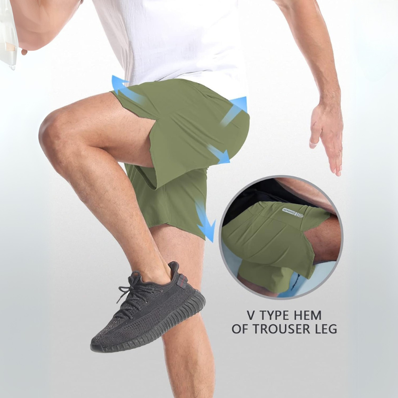 Pack 2 Lightweight Athletic Shorts – Secure Fit With Zipper Pockets-Waves And Trunks