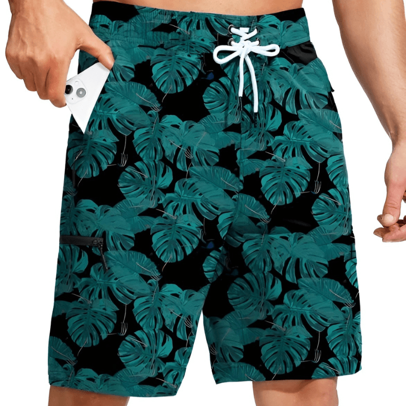 Quick-Dry Printed Board Shorts – Lightweight Beachwear With 5 Pockets-Waves And Trunks