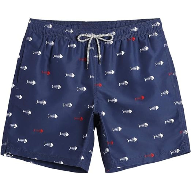 Quick Dry Patterned Swim Shorts-Waves And Trunks