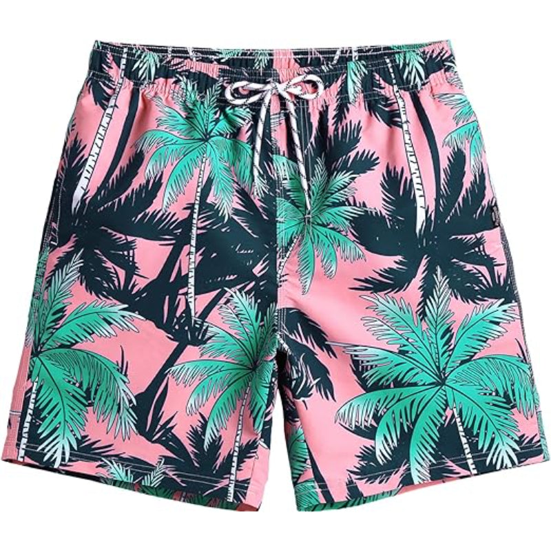 Quick Dry Patterned Swim Shorts-Waves And Trunks