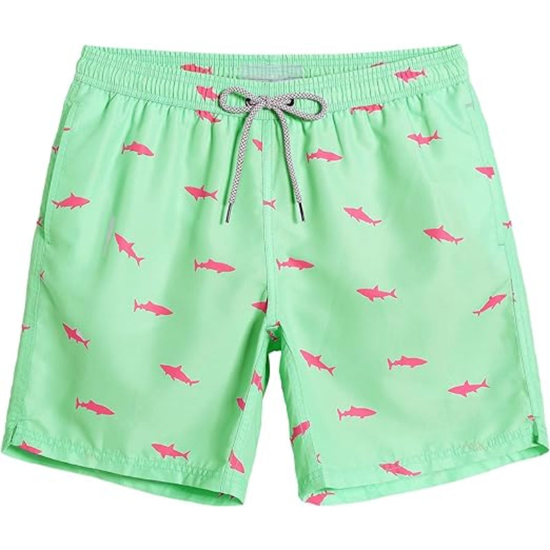 Quick Dry Patterned Swim Shorts-Waves And Trunks