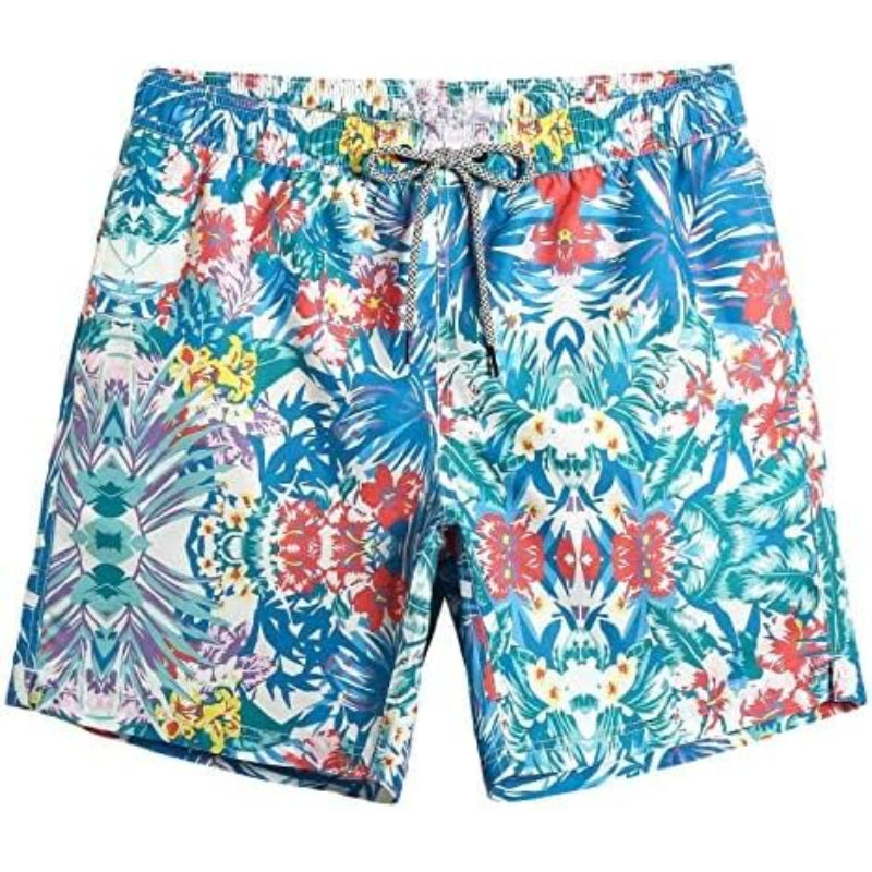 Quick Dry Patterned Swim Shorts-Waves And Trunks