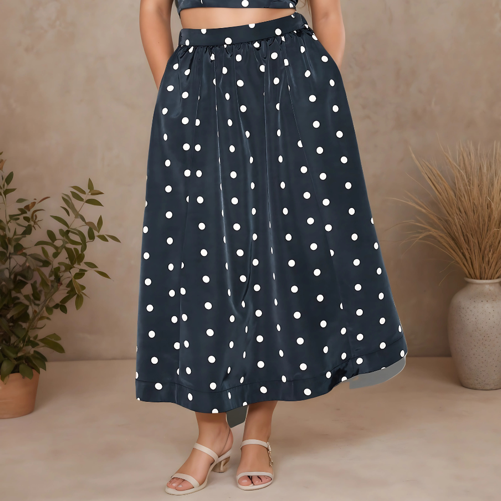 High-Waisted Taffeta Midi Skirt