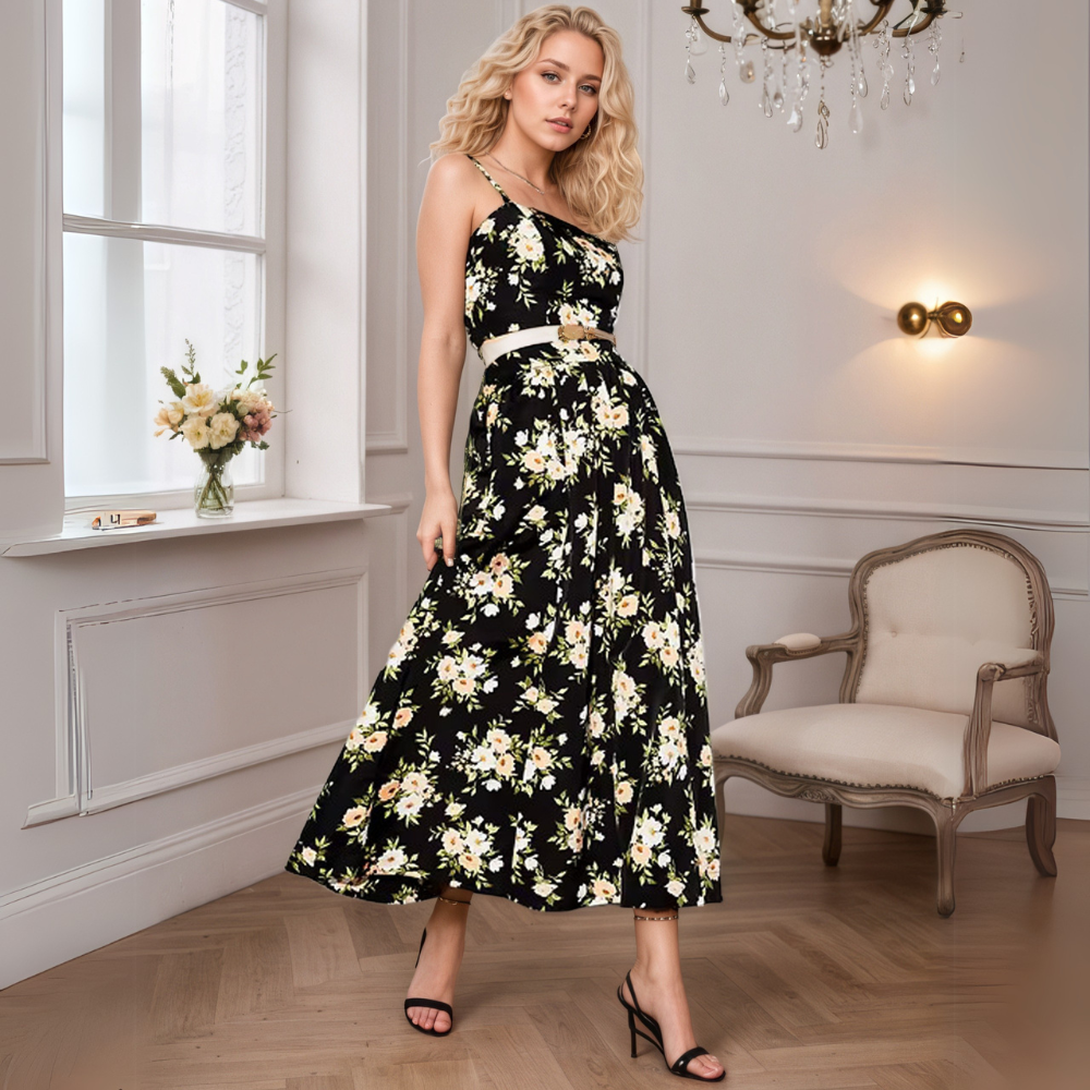 High-Waisted Taffeta Midi Skirt