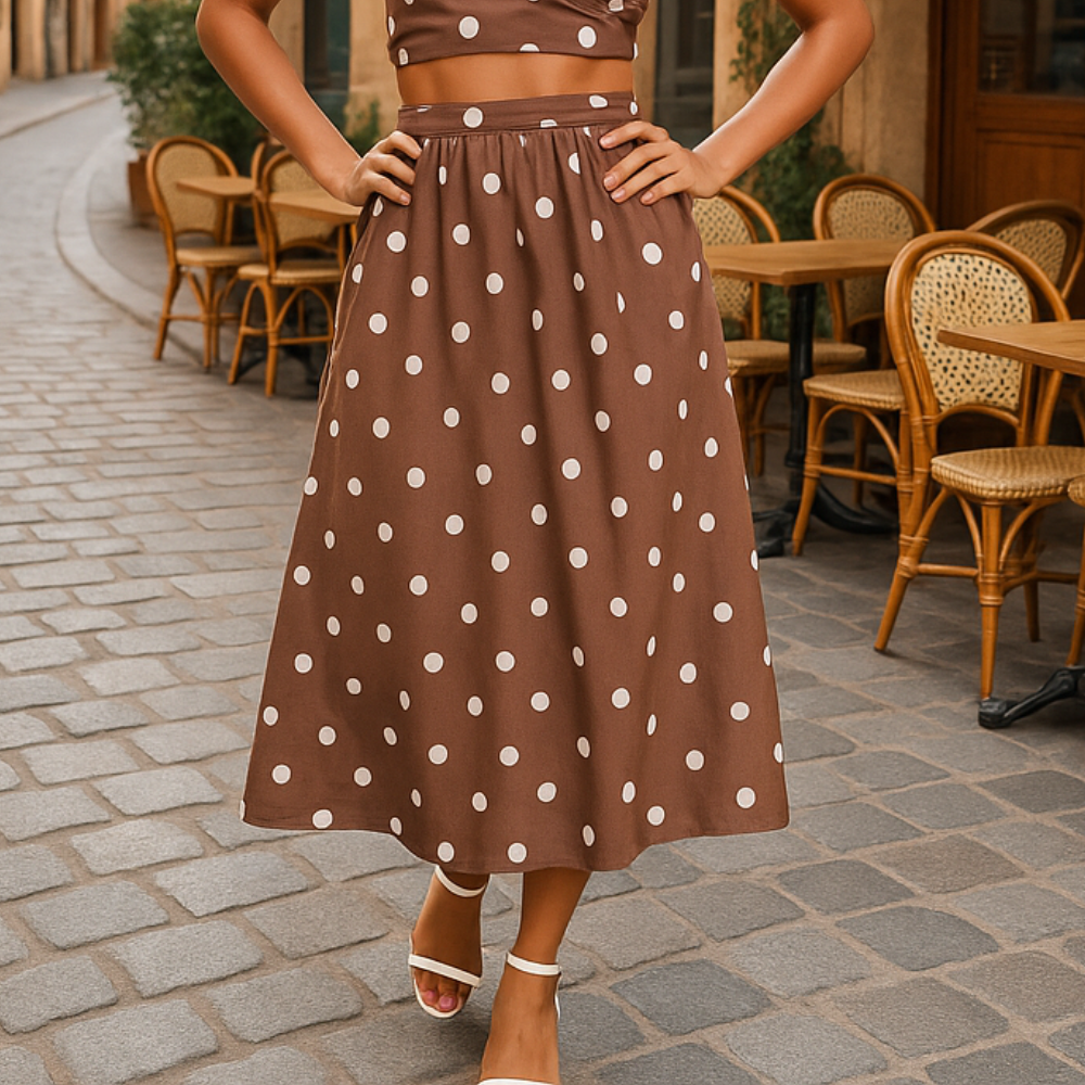 High-Waisted Taffeta Midi Skirt