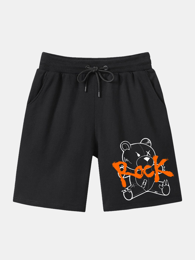 Rock Bear Printed Mid Length Shorts-Waves And Trunks