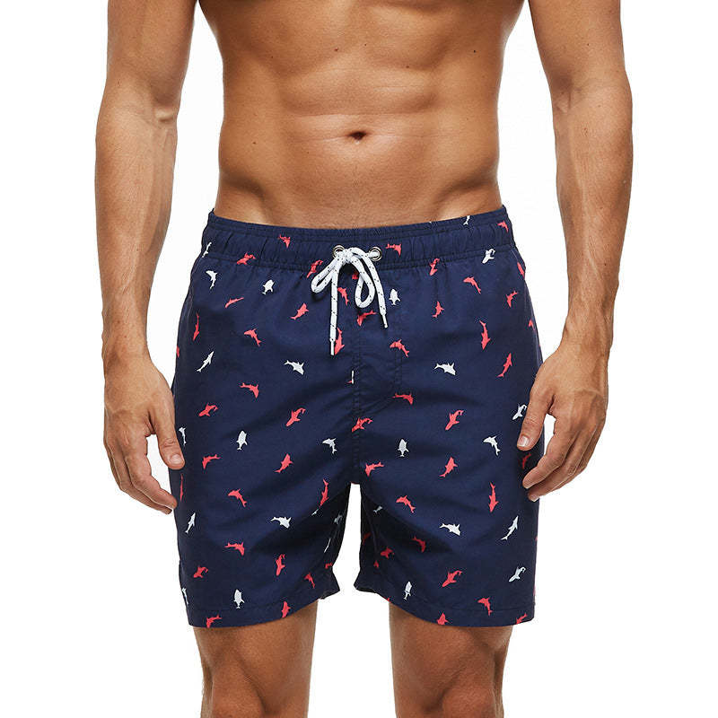 Red and White Fish String Swim Shorts-Waves And Trunks