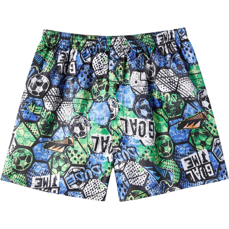 6 Pack Satin Boxer Shorts – Silky Soft Lounge Wear With Button Fly-Waves And Trunks